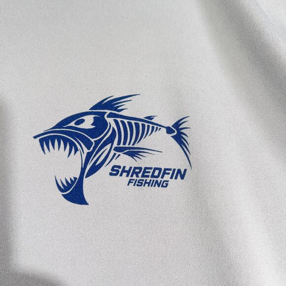 Shredfin Fishing Shirt Mens Large Long Sleeve Grey w/ USA Flag Print Performance - Picture 2 of 14